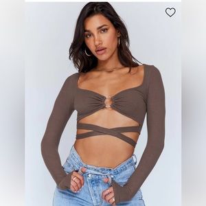 Princess Polly Brown Tie Top